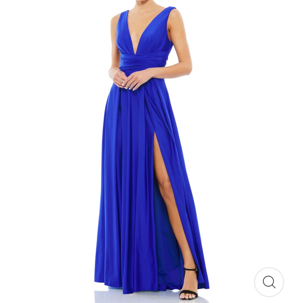Royal Blue V-Neck Evening Gown